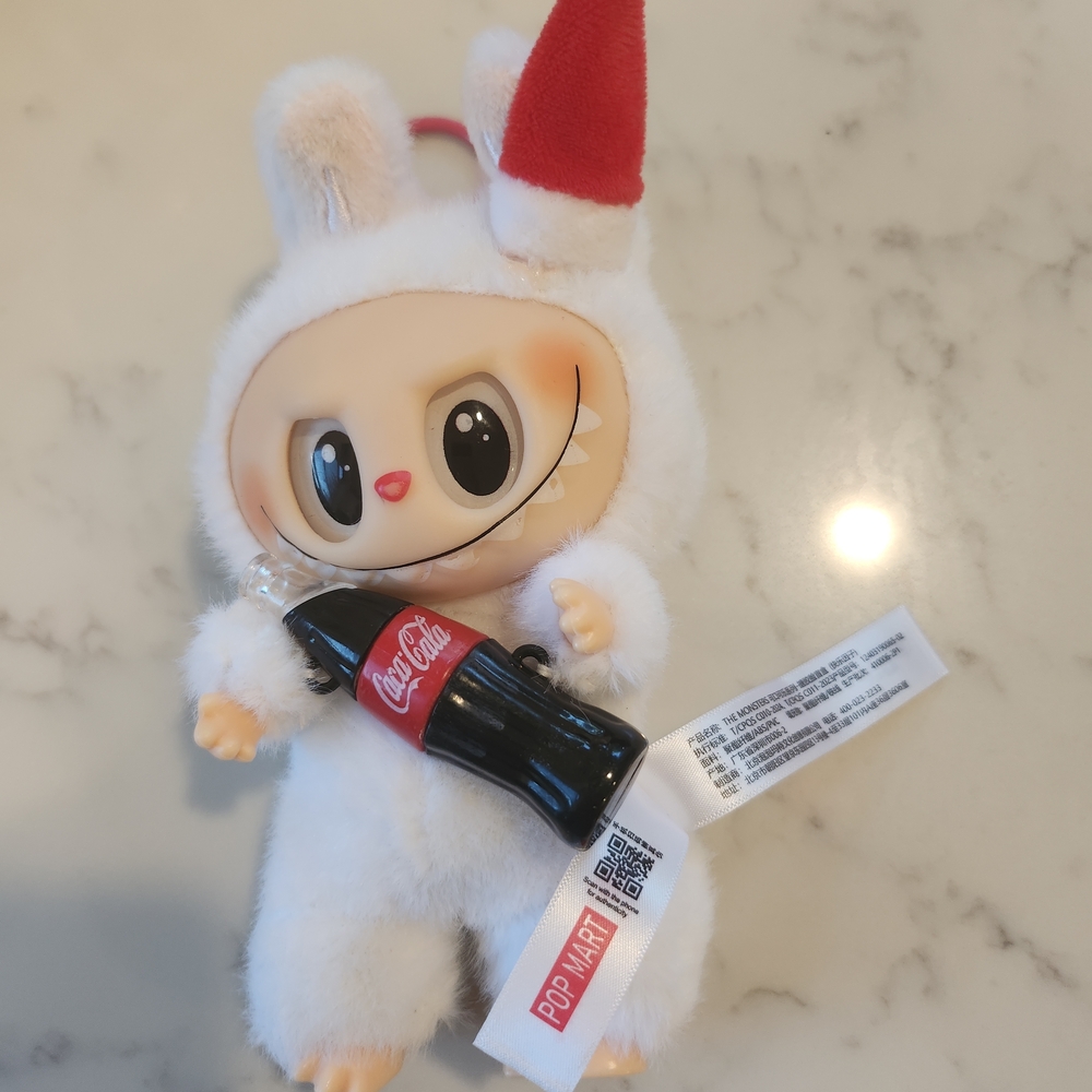 Coca Cola White Bunny with Red Hat and Bottle